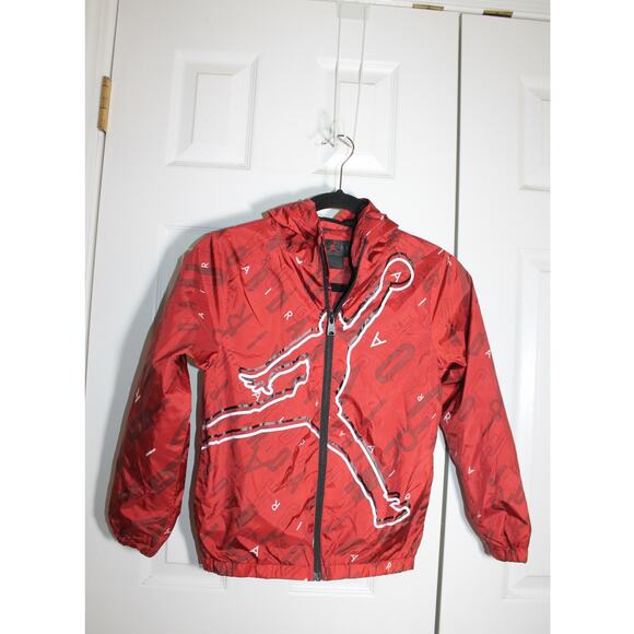 Jordan Boys Allover Logo Hooded Windbreaker sz S (8-10 yrs) - Picture 1 of 3